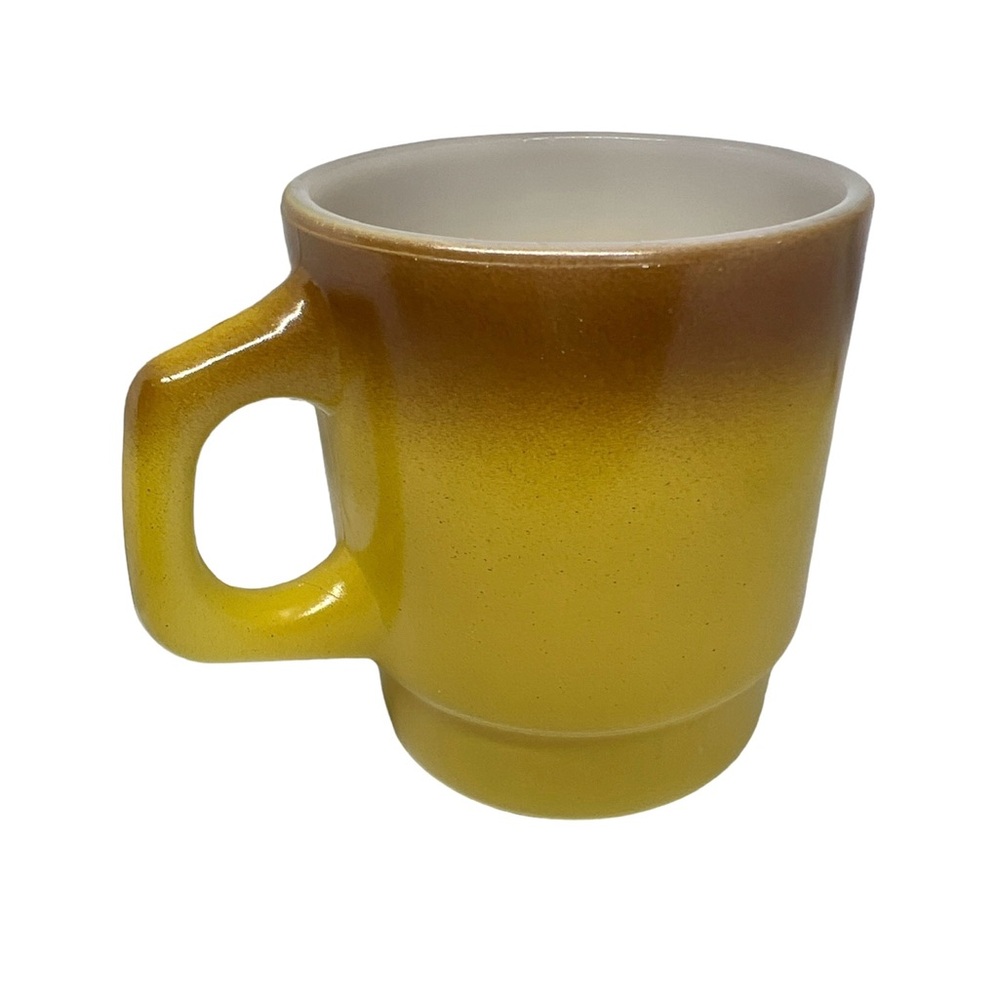 Fire King Anchor Hocking Stackable Yellow/Brown Mug Single